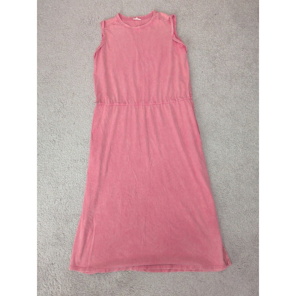 Easel Los Angeles Mineral Wash Maxi Dress Medium pink Bungee Waist sleeveless